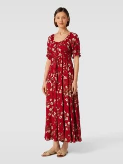 Apricot Maxikleid Aus Viskose Mit Quasten - Rot