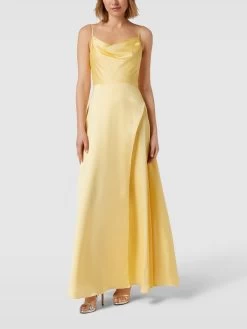 Luxuar Abendkleid In Wickel-Optik - Hellgelb
