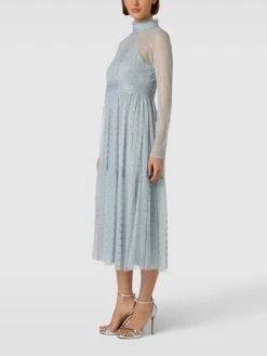 LACE & BEADS Cocktailkleid Im Trägerlosen Design - Hellblau